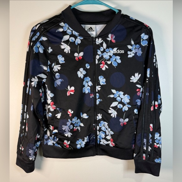Adidas Floral Full Zip Jacket | Girls Youth XL (16) Activewear - Picture 1 of 8